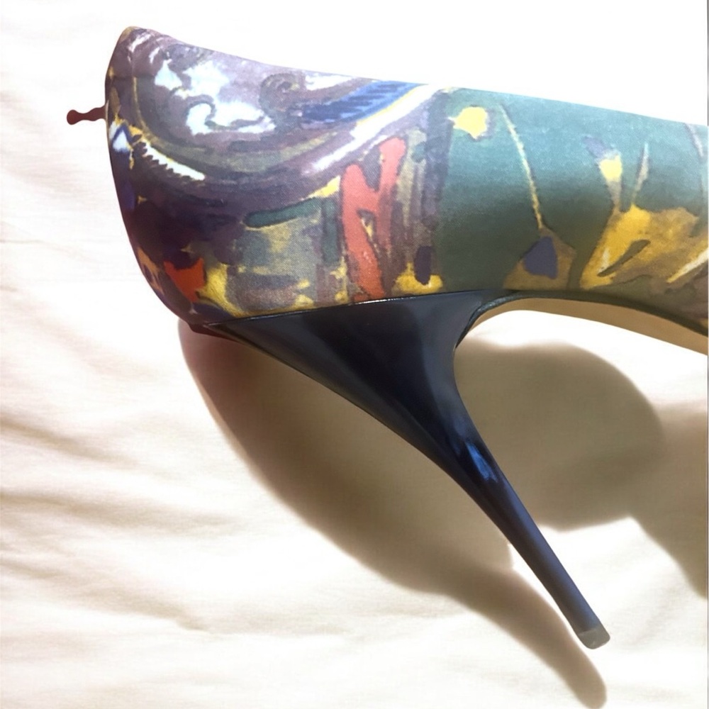 Giuseppe Zanotti Floral Multicolor Satin Heels 9.5 - Picture 16 of 16